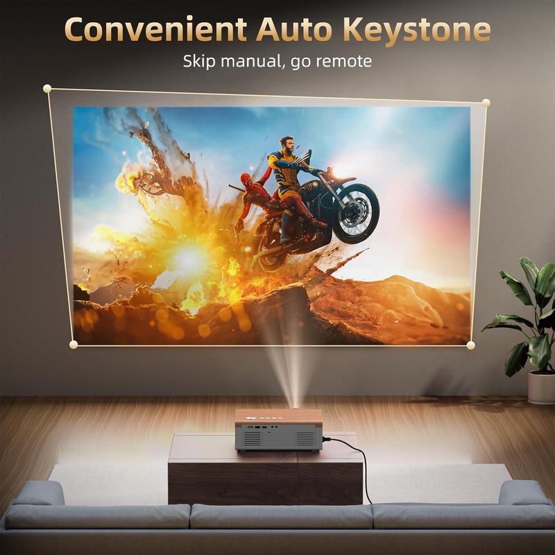 FUDONI [Electric Focus / High Brightness] Projector with WiFi and Bluetooth, Highlight Native 1080P Outdoor Movie Projector, Home Theater Auto 6D Keystone, 300"Screen for USB/HDMI/iOS/Android/TV Stick - Image 3